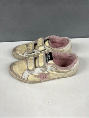 Golden Goose Kids Cream and Pink Star Velcro Sneakers
